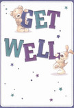 Radiating comfort and playful optimism, this delightful get well card springs to life with two adorable characters-a reassuring bear and a spirited puppy-cooperating to balance and hold a cascade of vibrant letters spelling 'Get Well'. The palette of indigo and teal in the bold text is set off beautifully against an inviting cream background, bringing subtle vibrancy to the whole piece, much like a fresh bouquet gracing a Shoreditch windowsill. Scattered stars in iridescent blues and violets twinkle throughout, casting a gentle, hopeful glow that resonates with the neighbourhood's creative pulses. Every detail of the animals' fur-from the silky tufts of the bear to the velvety softness of the puppy's floppy ears-exudes warmth and tactile comfort, reminiscent of a favourite childhood toy kept close during quiet afternoons in local gardens. This card does more than deliver a get well message: it offers an emotional salve, echoing the reassuring presence of loved ones or the familiar care of Florist Shoreditch. When paired with a thoughtfully arranged bouquet and delivered across the local area, it becomes a memorable gesture of heartfelt kindness-an uplifting token for anyone on the road to recovery in vibrant Shoreditch.